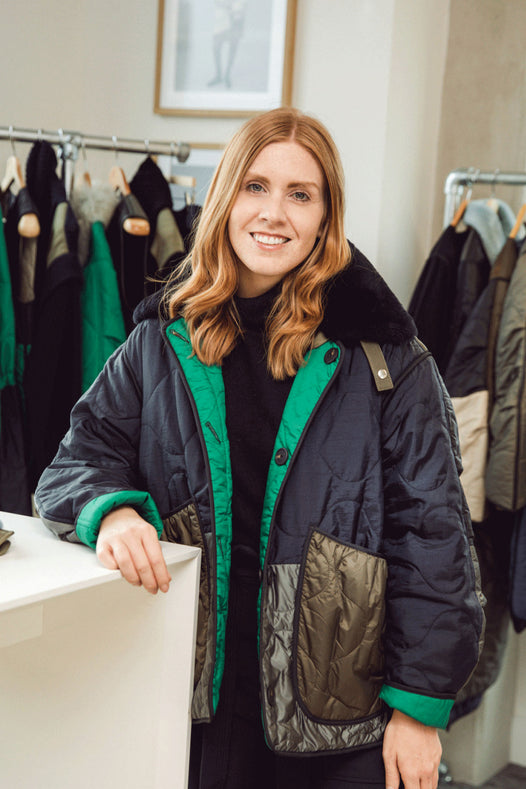 Knit Quilt Hood - Dark Olive / Black - Wholesale designer from Marfa Stance, United Kingdom