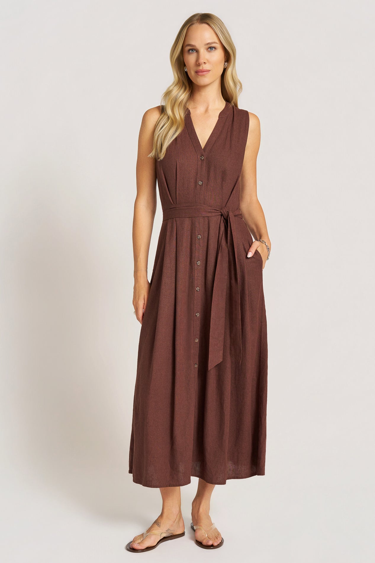 NIVARA SLEEVELESS MIDI DRESS - CHOCOLATE - Wholesale boho from mattym, 