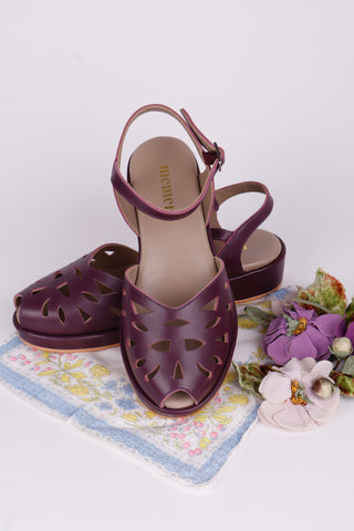 1940s / 50s style summer sandals / wedges - Plum - Sidse - Wholesale footwear from Memery, Denmark