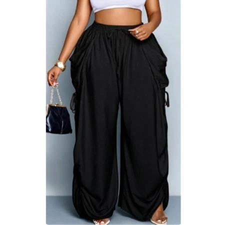High Waisted Loose Drawstring Elasticity Pockets Pant-018 - Wholesale accessories from Mir Apparel, United States