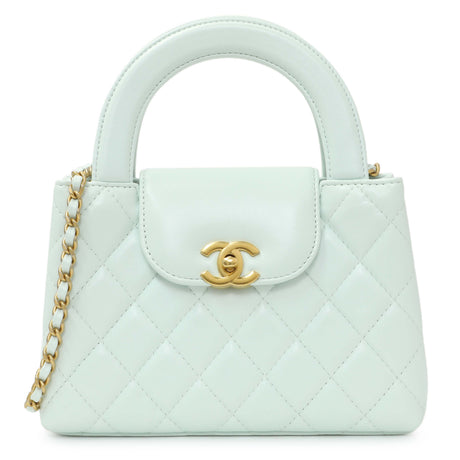 Chanel Light Blue Shiny Aged Calfskin Quilted Nano Kelly Shopper - Wholesale accessories from Modaselle, Canada