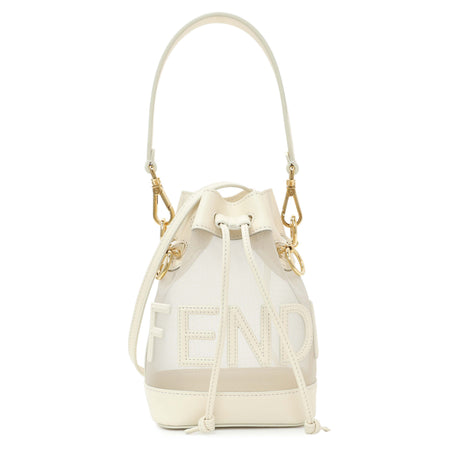 Fendi Sabbia White Ice Mesh Vitello King F is Fendi Logo Embroidered Mini Mon Tresor Bucket Bag - Wholesale accessories from Modaselle, Canada