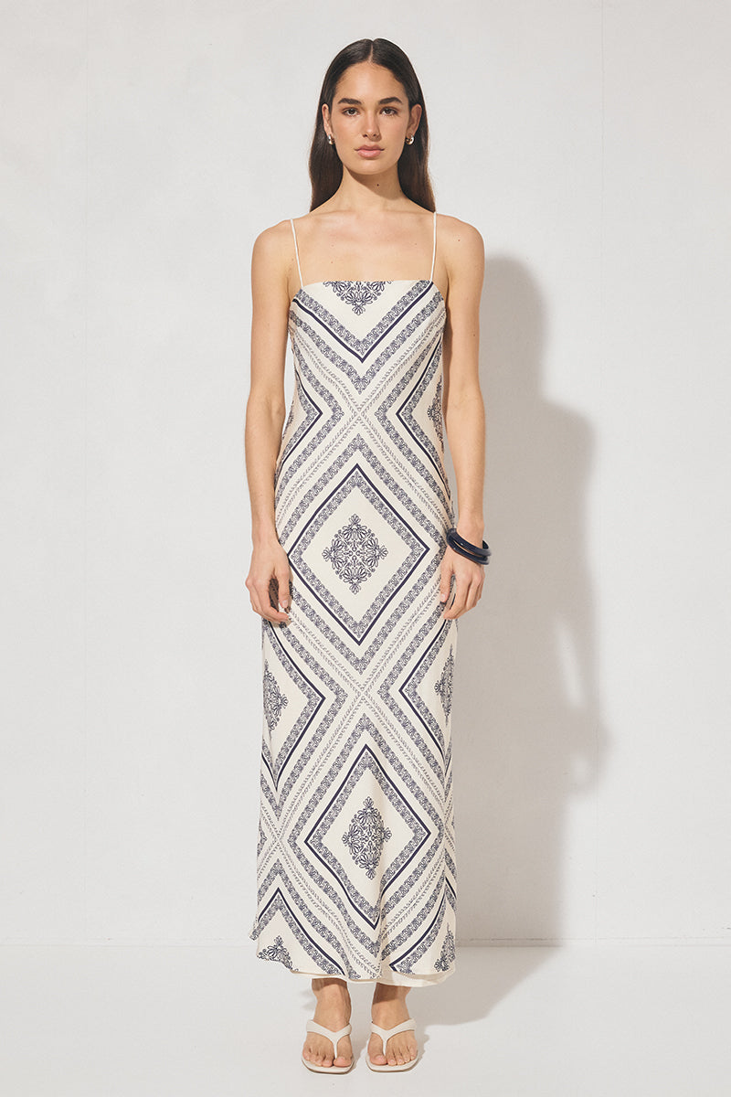 Serafina Dress Cream Base Navy - Wholesale casual from MØN RENN, Australia