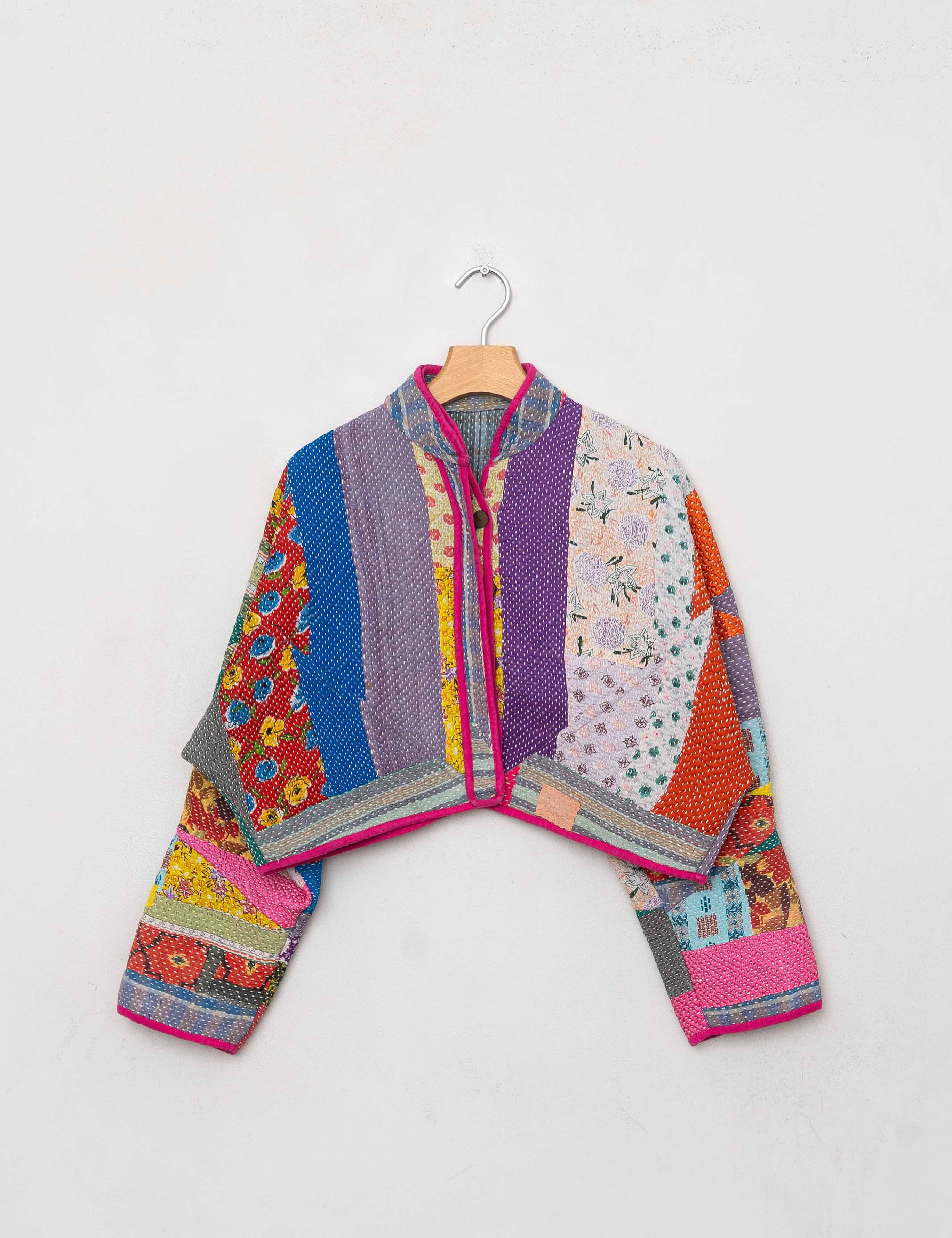 The Kaira Cropped Quilted Patchwork Kantha Jacket - Wholesale boho from Namai, United States