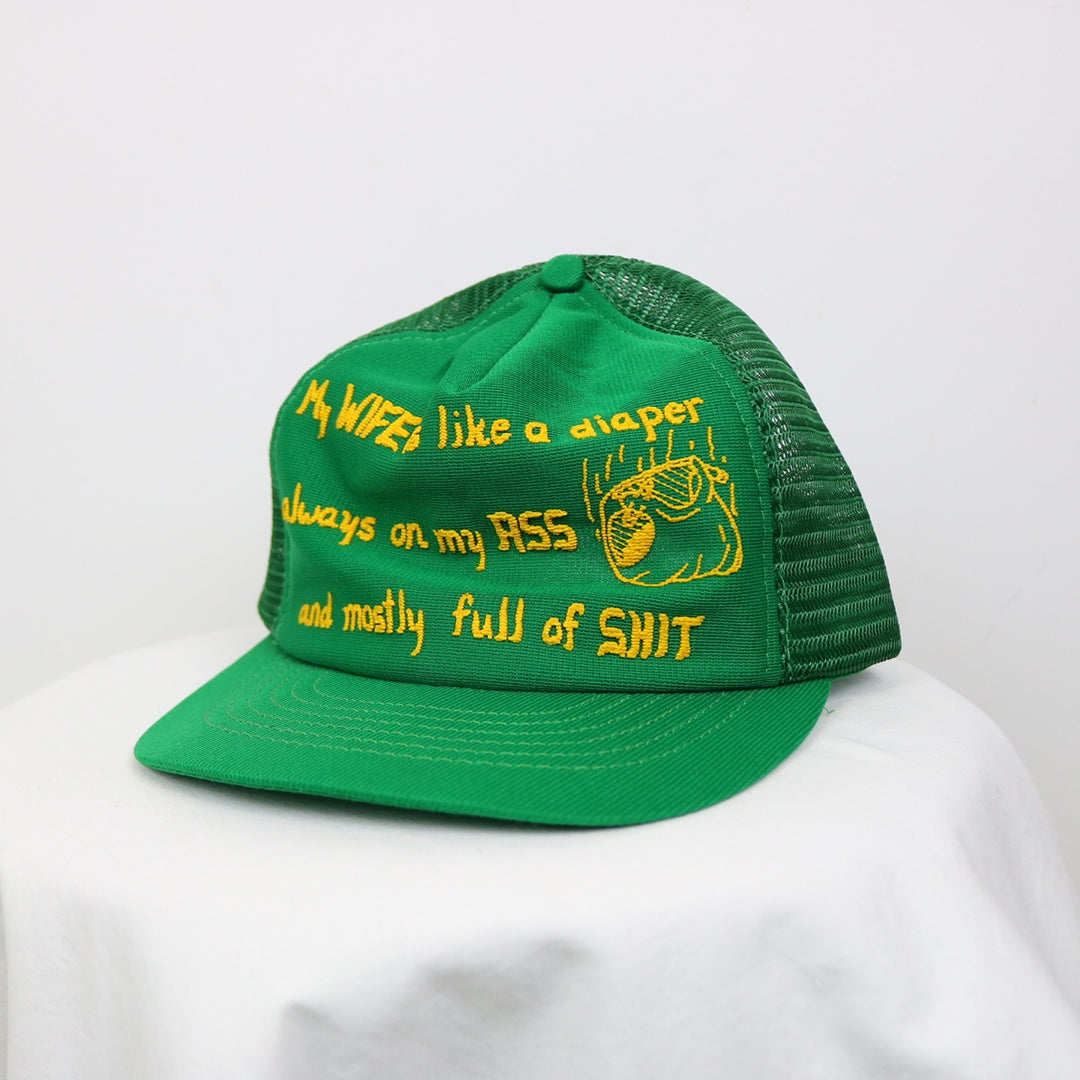 Vintage 80's Wife is like a Diaper Trucker Hat - OS - Wholesale casual from NEWLIFE Clothing, Canada