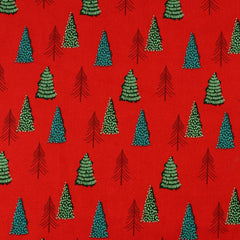 Printed Trees Red - Wholesale boho from Nooteboom Textiles, Netherlands
