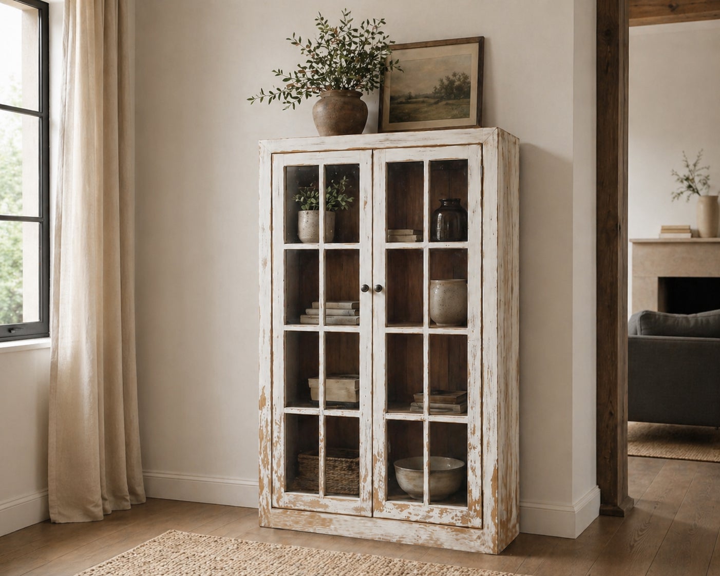 Recycled Pine Hutch Top, Rustic White - Wholesale boho from North American Country Home, Canada