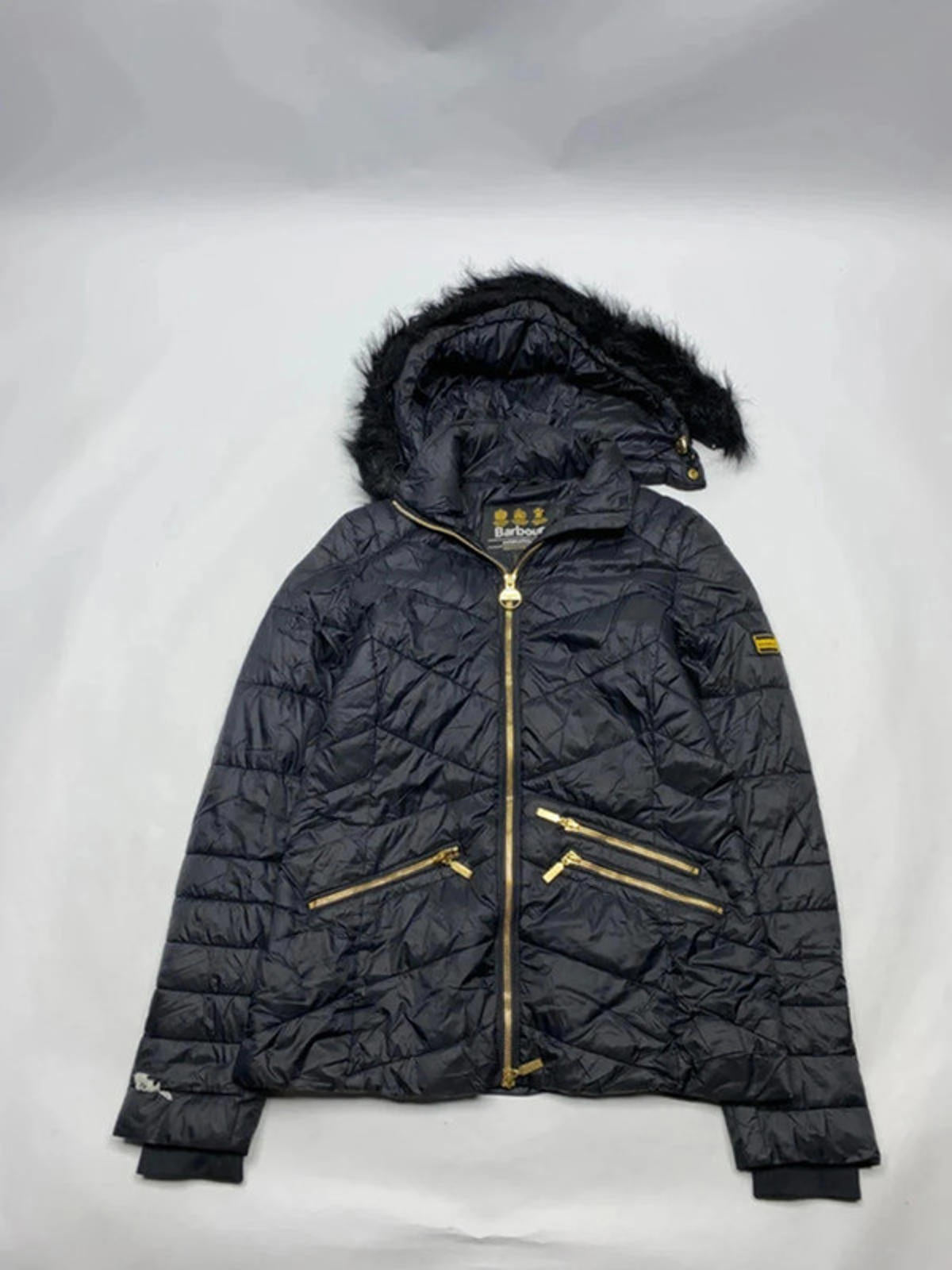 Barbour Black Quilted Hooded Jacket with Faux Fur Trim - Wholesale casual from Northern Pole Vintage Wholesale, United Kingdom