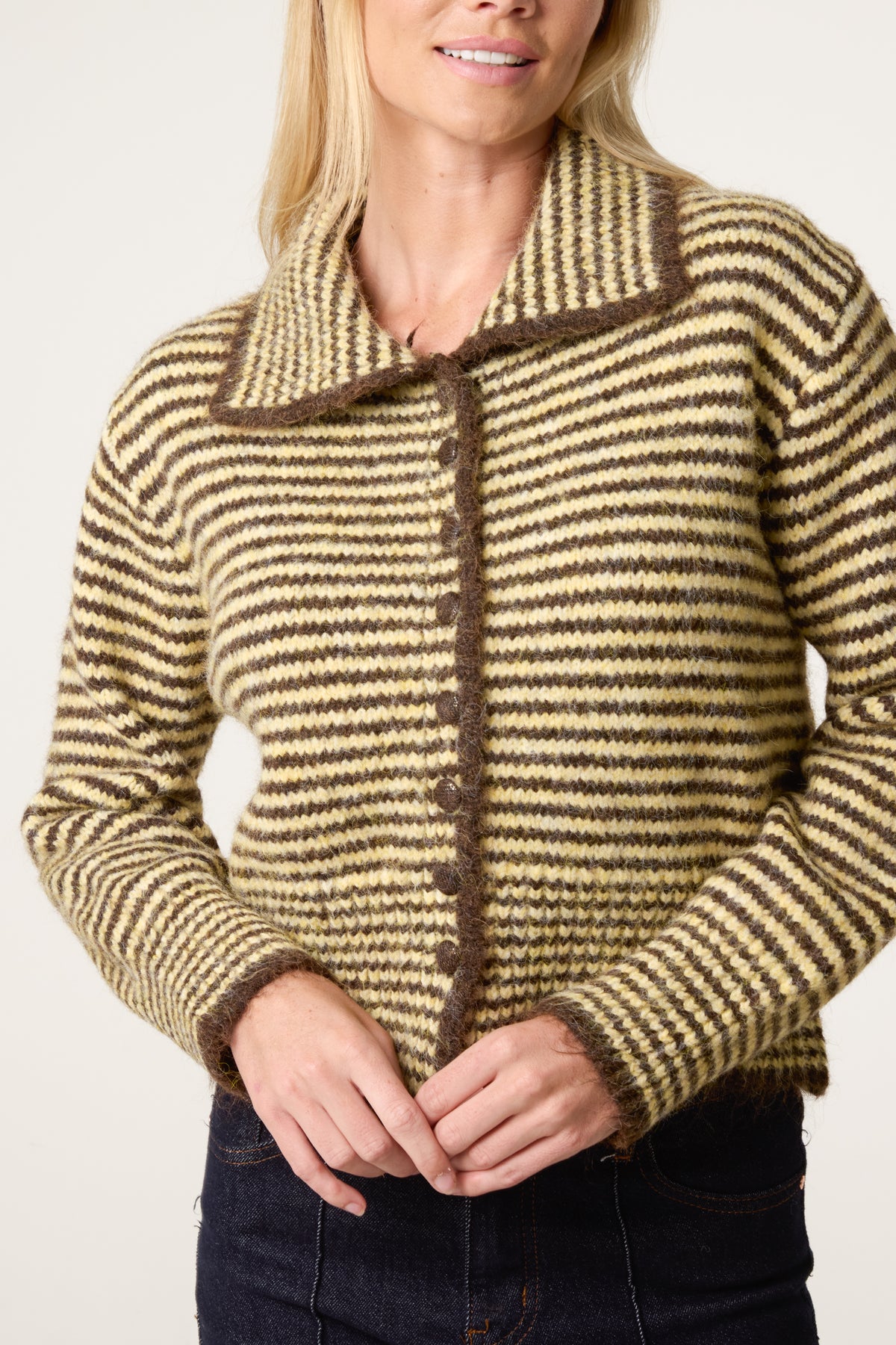 Mini Collar Stripes Button Through Cardigan - Wholesale boutique from Nova of London, United Kingdom