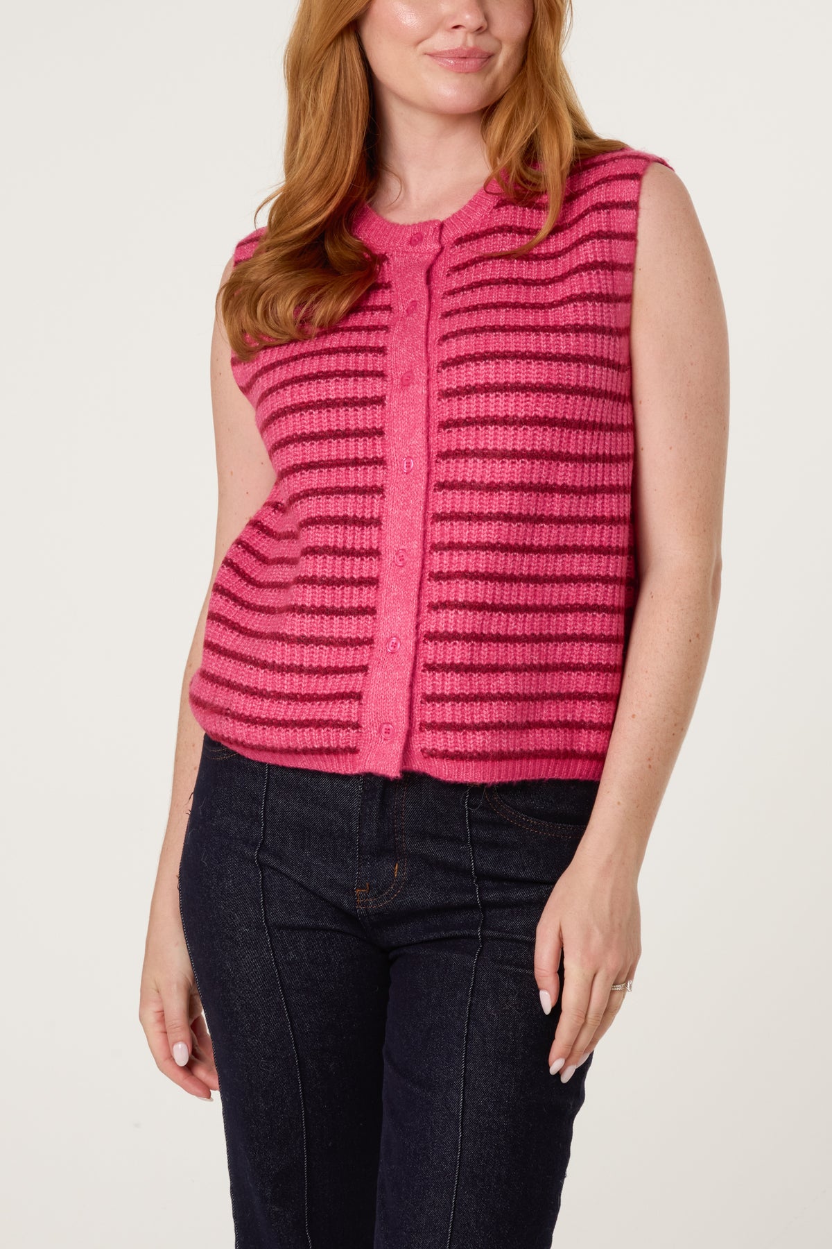 Striped Button Through Knitted Vest - Wholesale boutique from Nova of London, United Kingdom