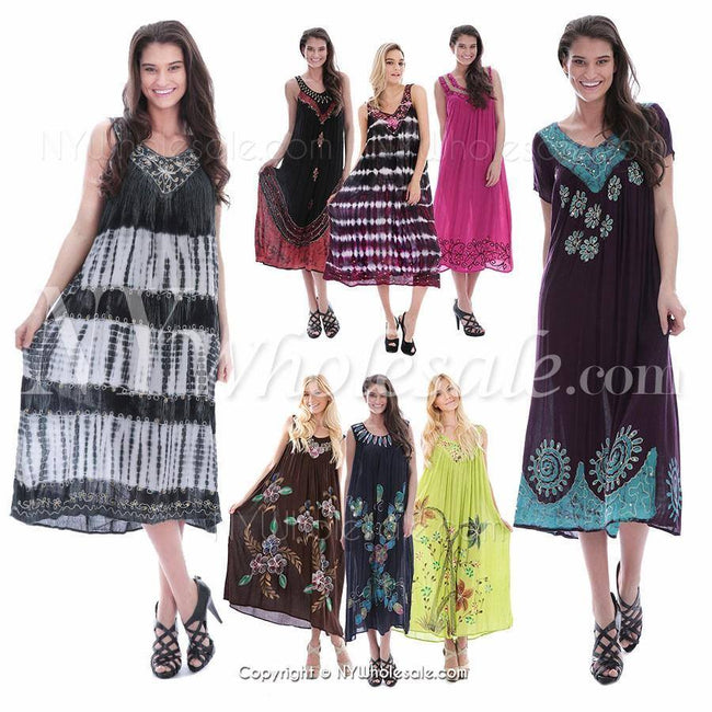 Closeout Wholesale Women Indian Long Dresses, Summer Casual Styles N6-AFL-RAM - Wholesale accessories from NYWholesale, United States