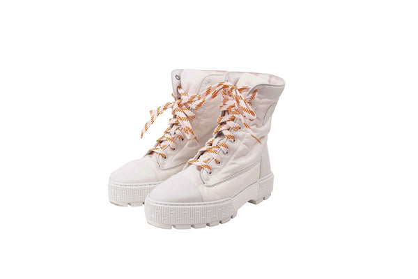 Hermes White Orange Fresh Combat Boots Size 36.5 - Wholesale accessories from On Que Style, United States