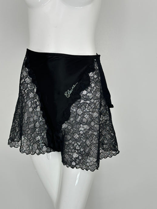 1940s Black Lace & Satin Side Button Embroidered Elaine Tap Pants - Wholesale accessories from Palm Beach Vintage, United States