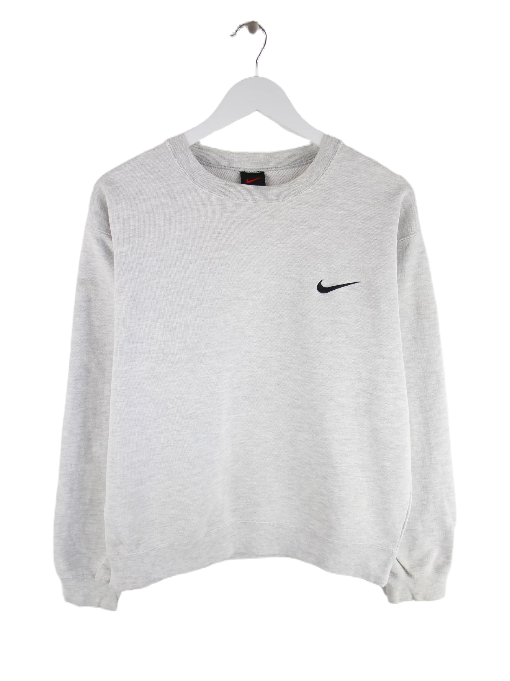 Nike 90s Vintage Solo Swoosh Damen Sweater Grau L - Wholesale 80s from Peeces, Germany