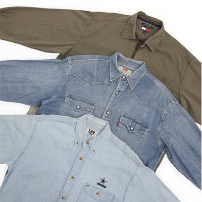 Vintage Branded Denim Shirts - 10KG Box - Wholesale accessories from Rag King Vintage Wholesale, Australia