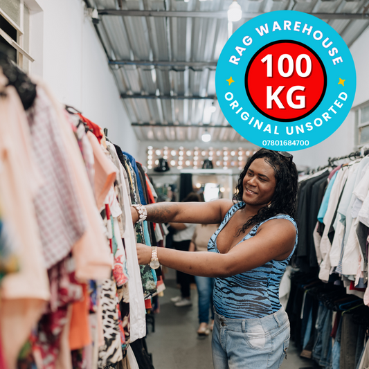 100kg Wholesale Used Clothes Parcel – Charity Shop Rail Take Offs & Surplus - Wholesale budget from Rag Warehouse, United Kingdom