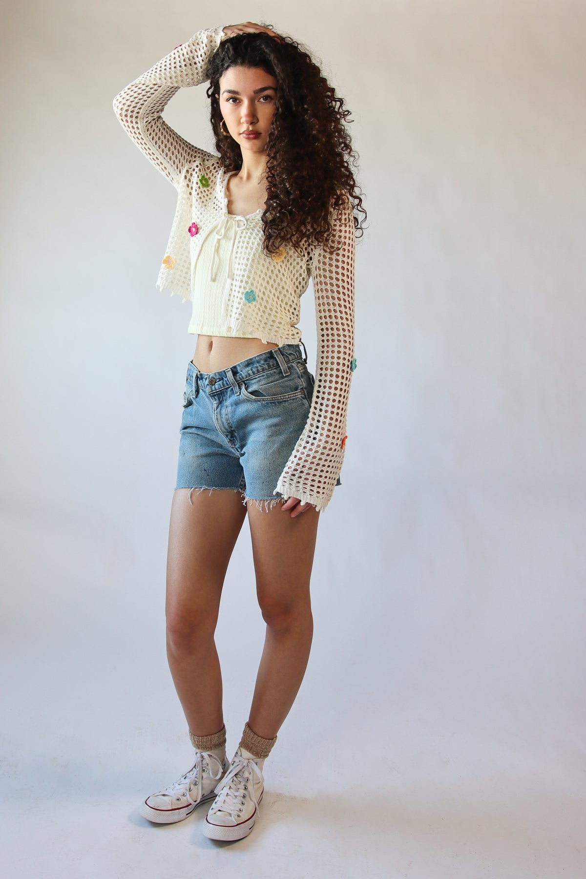 Flower Crochet Mesh Tie Front Cardigan - Wholesale 00s from Ragstock, United States