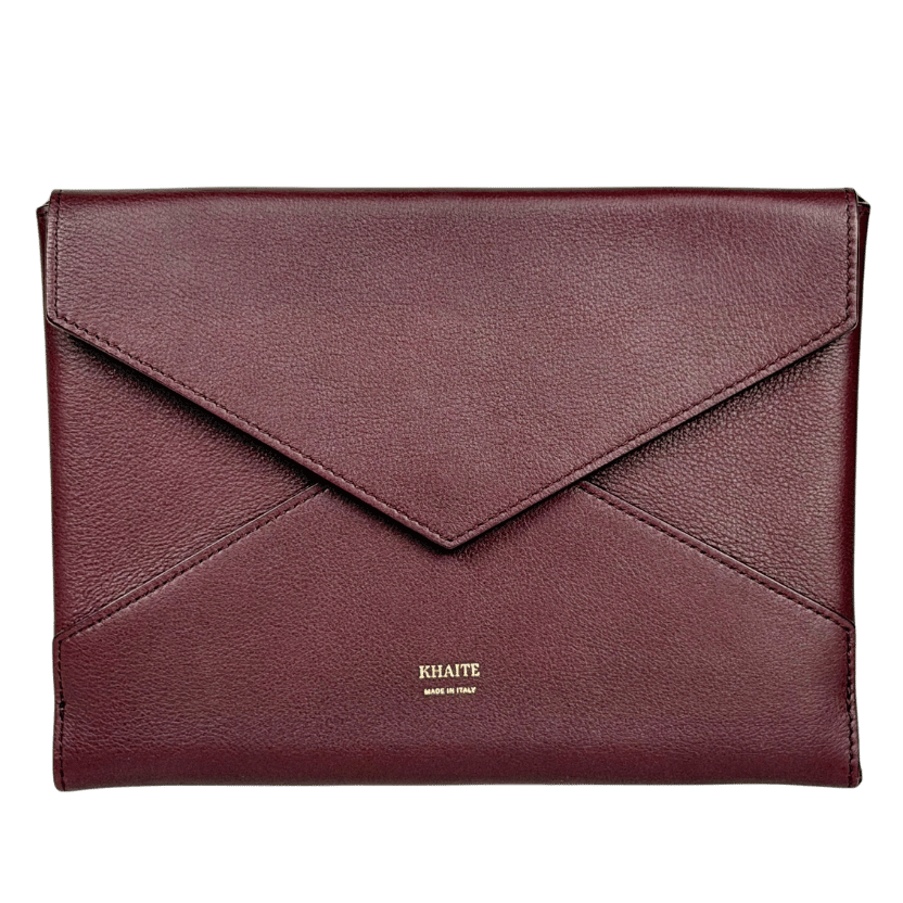 KHAITE Aimee Burgundy Red Leather Envelope Clutch One Size - Wholesale budget from Reliked, United Kingdom