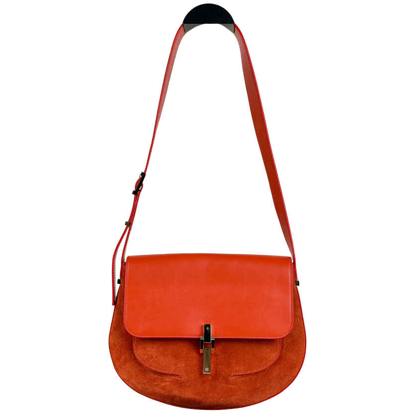 SIRIVANNAVARI Orange Suede & Leather Shoulder Bag - Wholesale budget from Reliked, United Kingdom