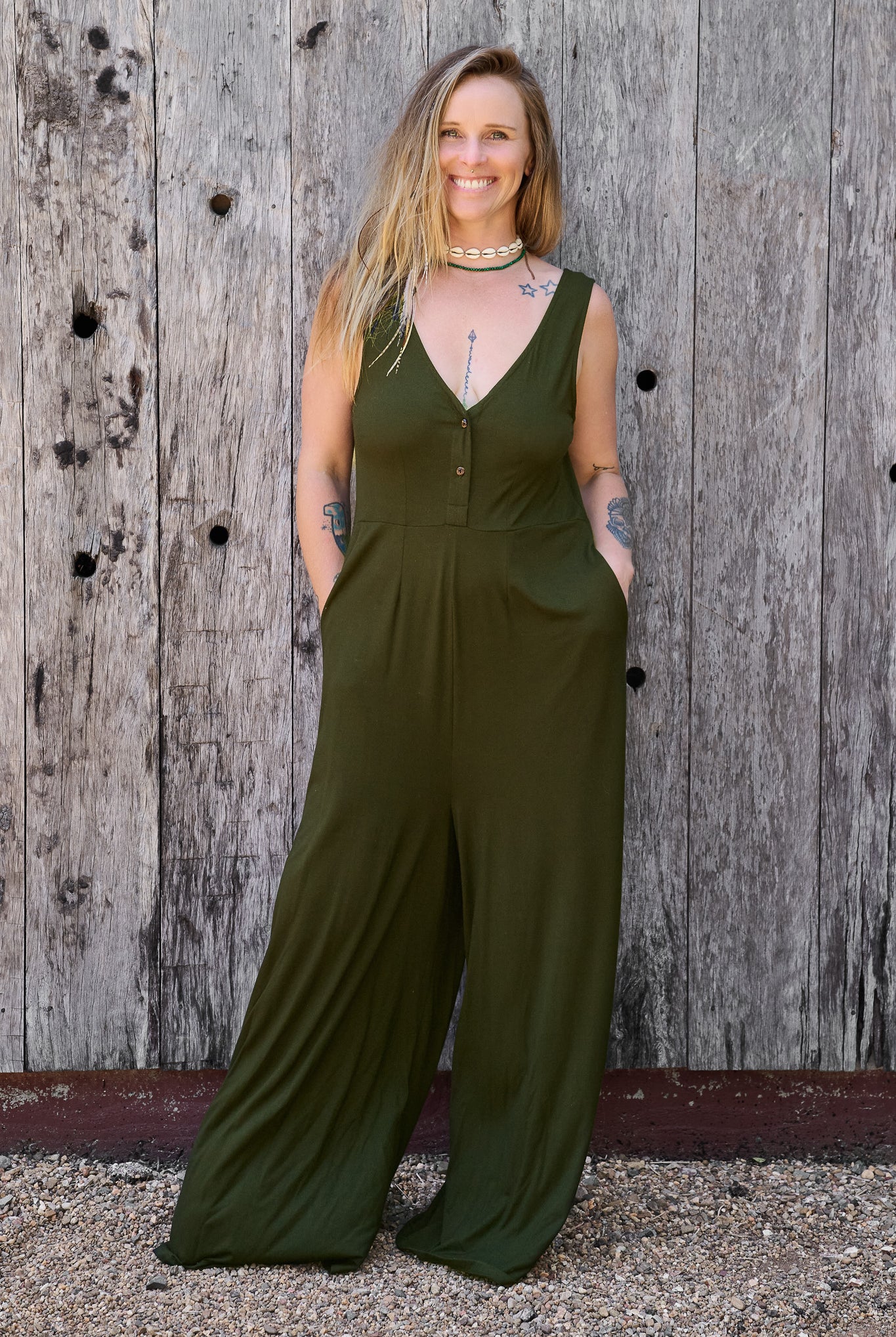 Boheme Jumpsuit Forest Green - Wholesale accessories from Renew Bohemian Pty Ltd, Australia
