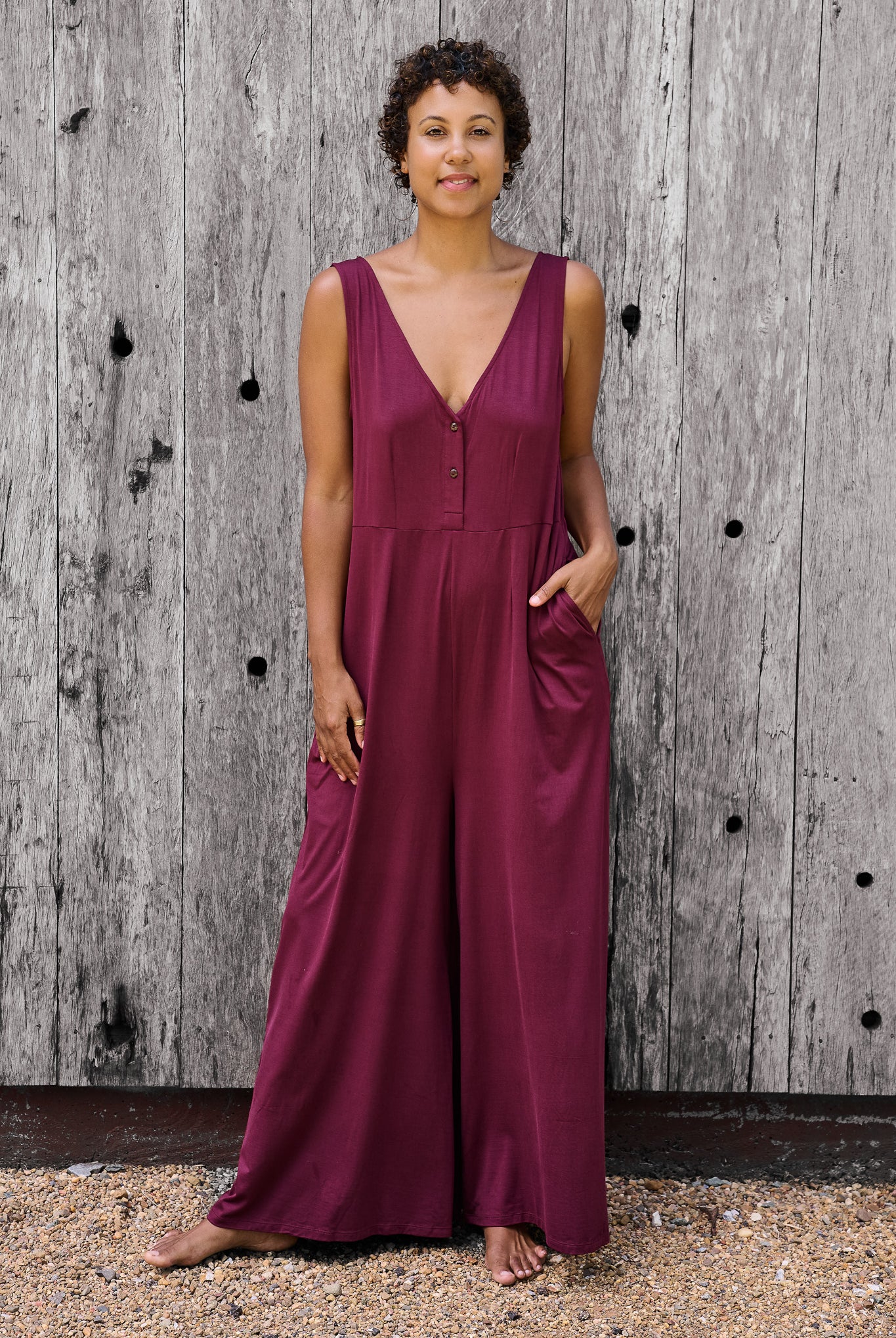 Boheme Jumpsuit Maroon - Wholesale accessories from Renew Bohemian Pty Ltd, Australia