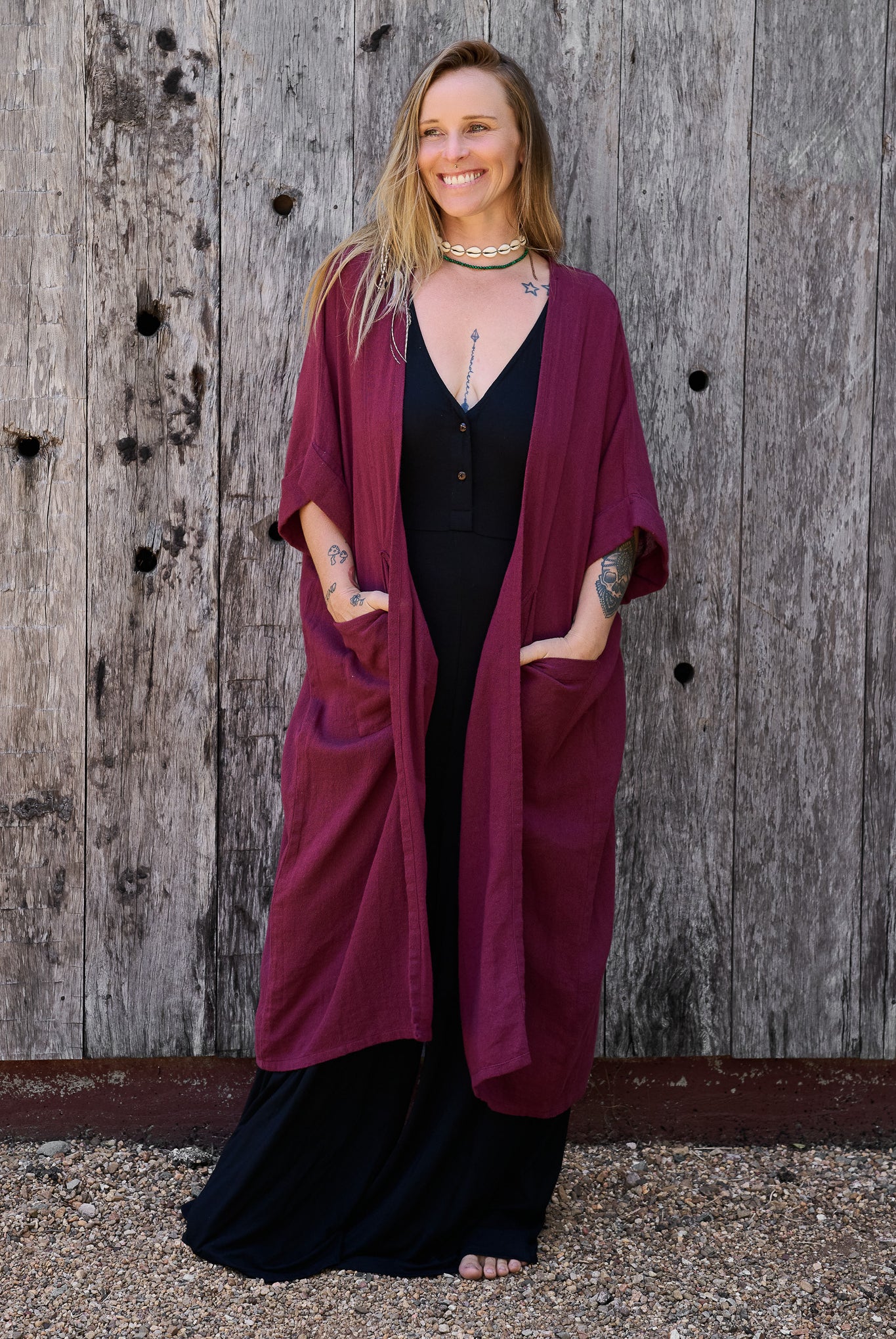 Flow Robe Maroon - Wholesale accessories from Renew Bohemian Pty Ltd, Australia