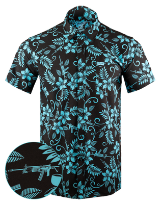 Hula (Black/Cyan) Button Down - Wholesale boho from Retro Rifle, United States