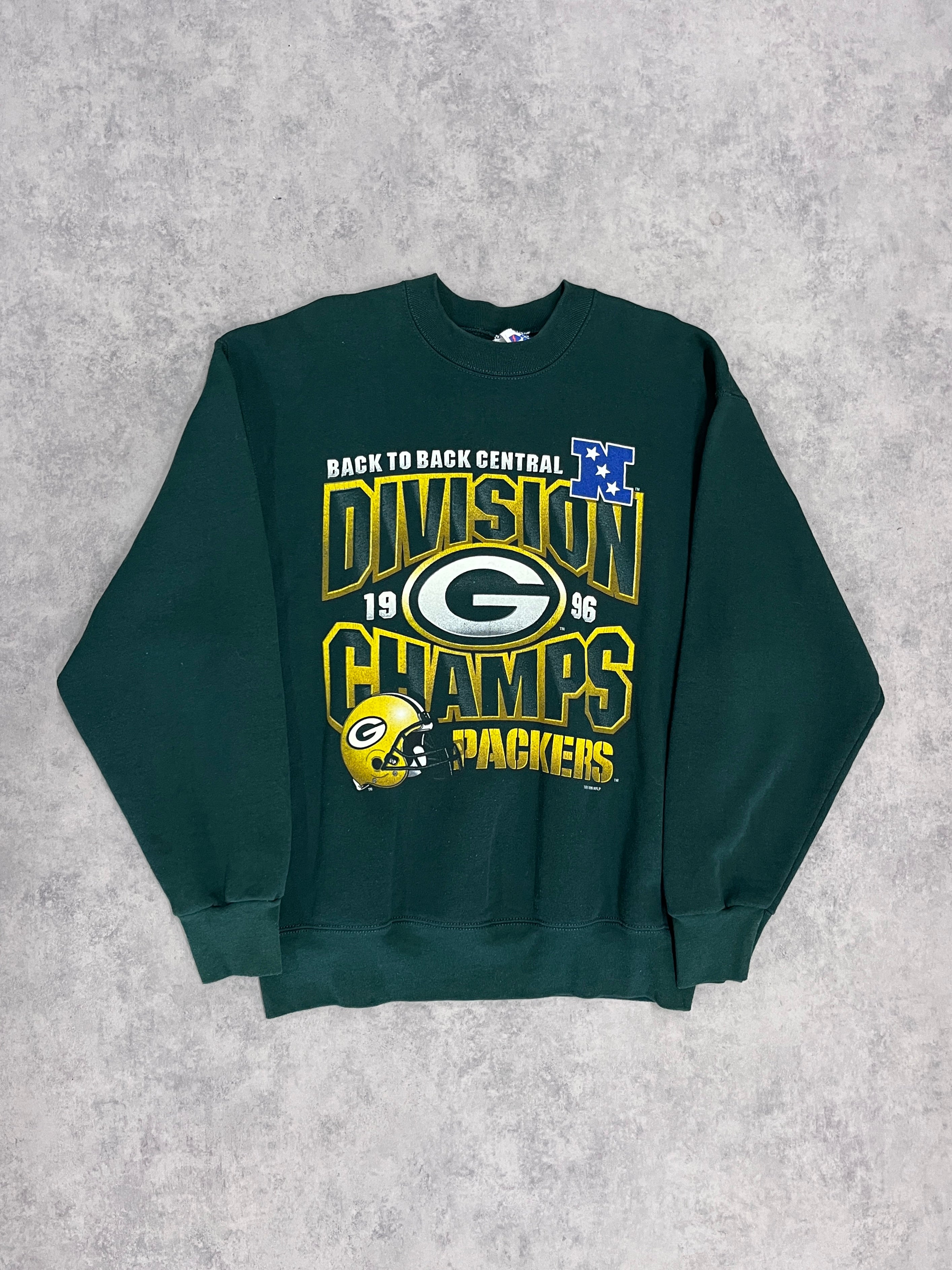 Vintage “Division Champs” Packers Sweater Green // Large - Wholesale 80s from rhaghouse, Germany