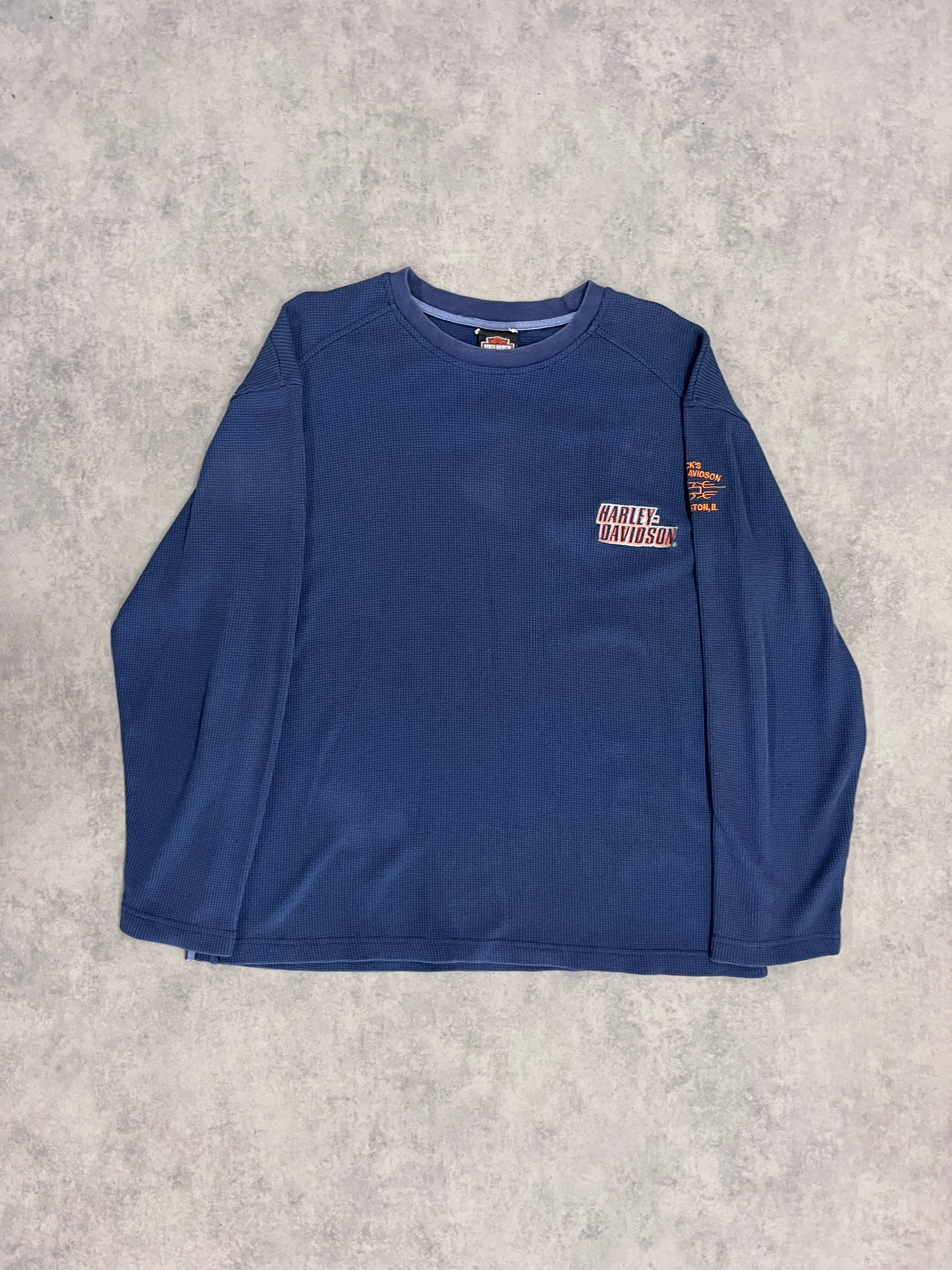 Vintage Harley Davidson Longsleeve Blue // Large - Wholesale 80s from rhaghouse, Germany