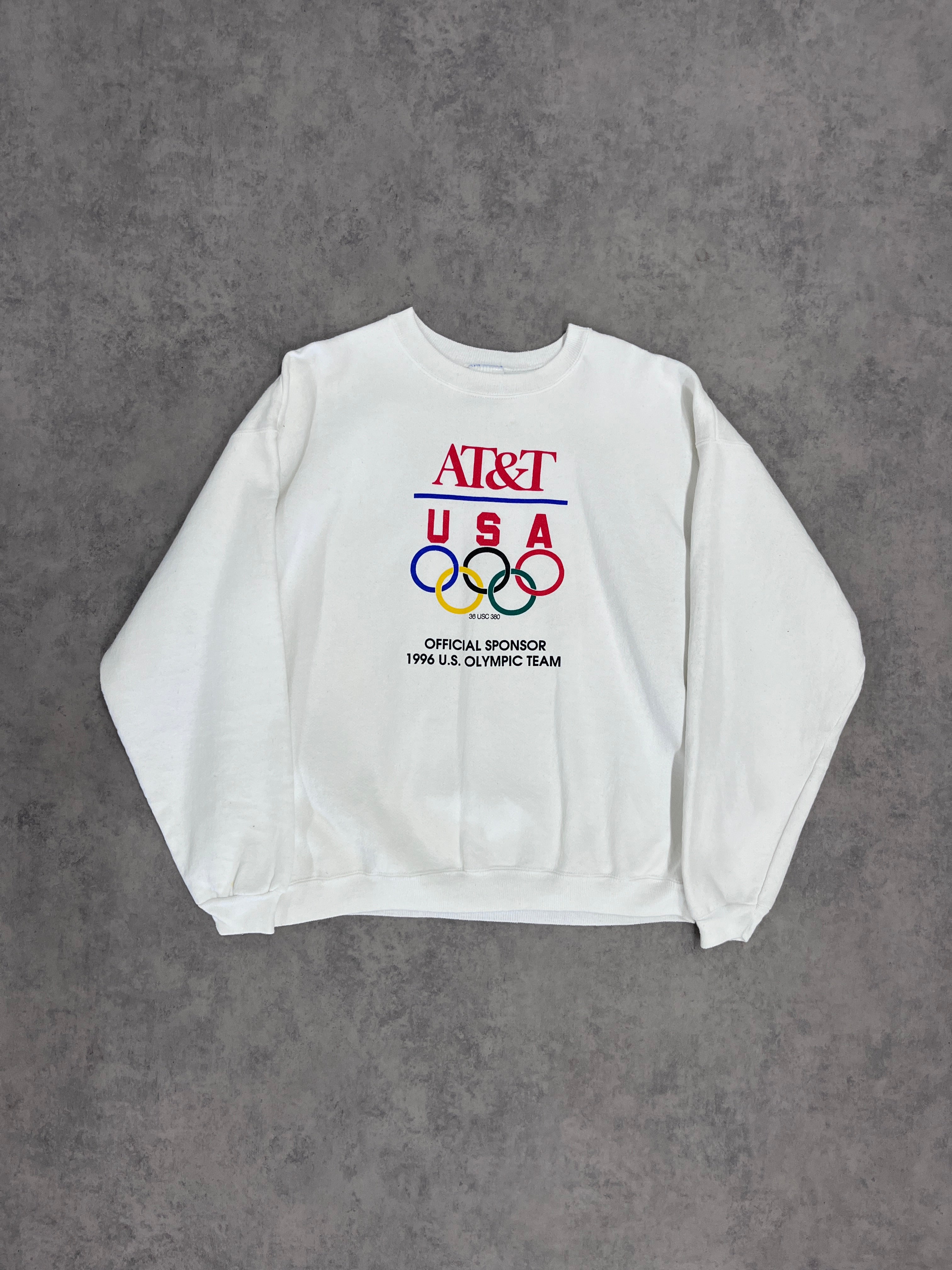 Vintage “Olympia” AT&T; Sweater White // Medium - Wholesale 80s from rhaghouse, Germany