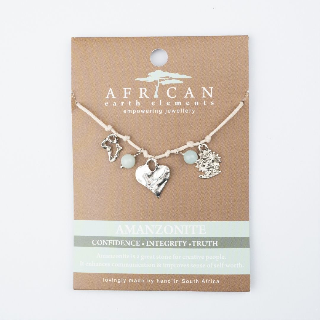 AFRICAN EARTH ELEMENTS AMAZONITE CHARM NECKLACE - Wholesale accessories from Roshell Designs, South Africa