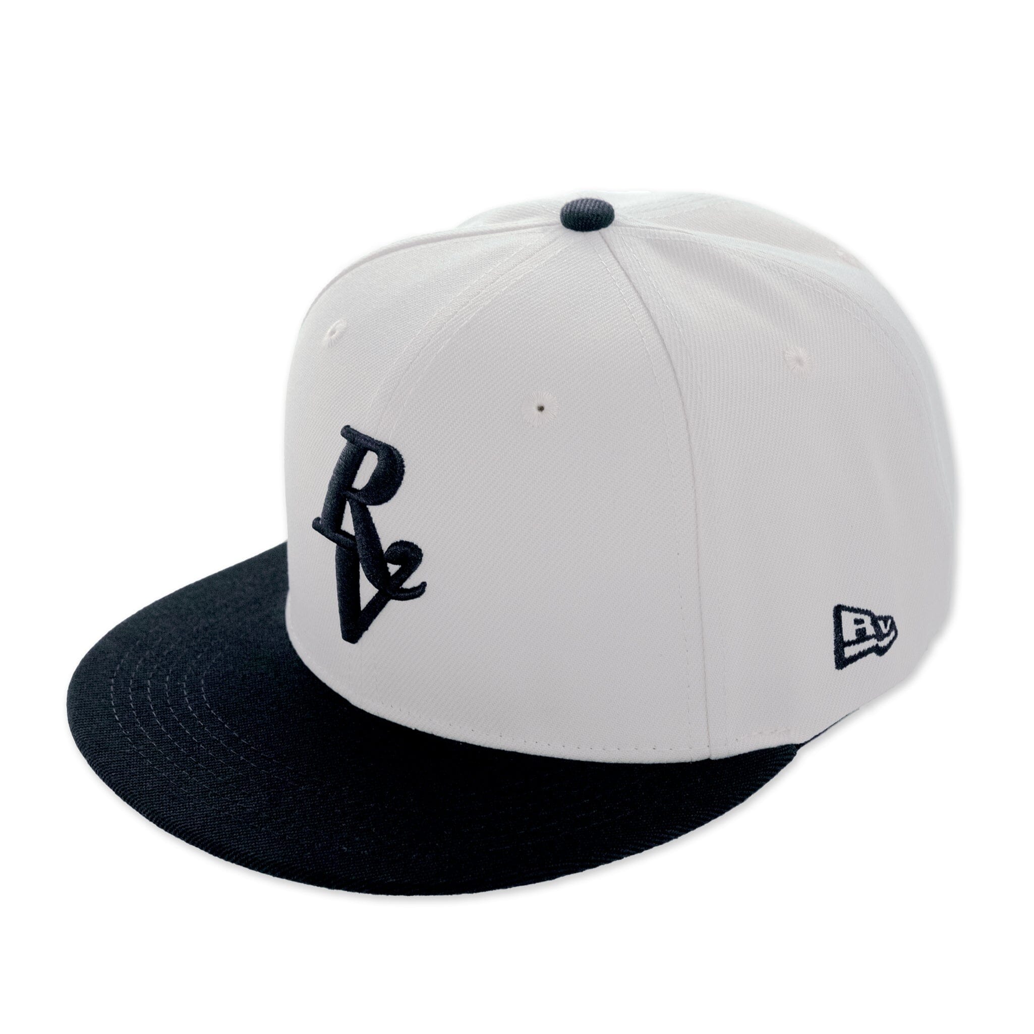 RV MONOGRAM LOGO SNAPBACK - IVORY / BLACK - Wholesale accessories from RUDE VOGUE, United States