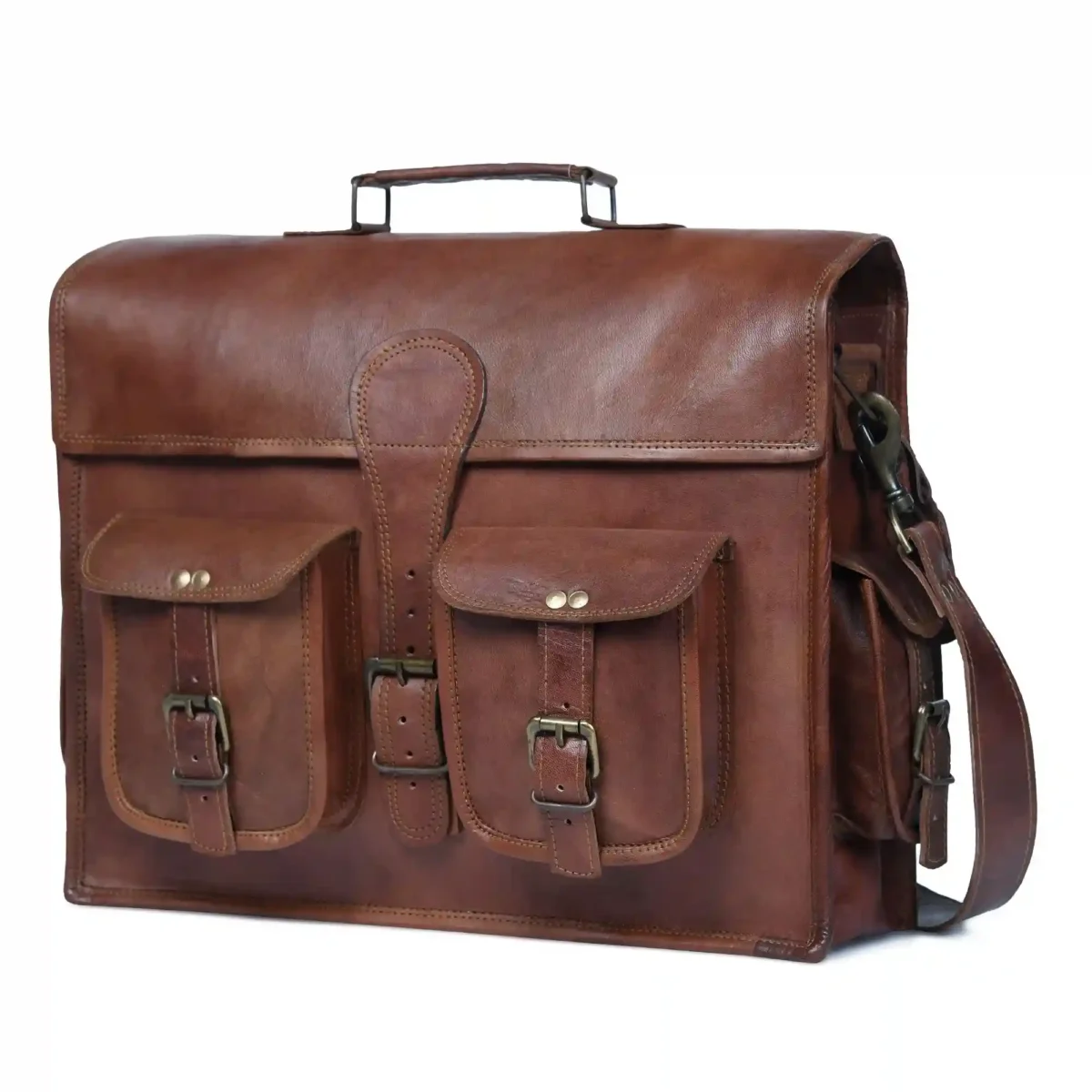 Signature Brown Leather Briefcase – Professional Leather Bag - Wholesale bags from Saint Stag, 