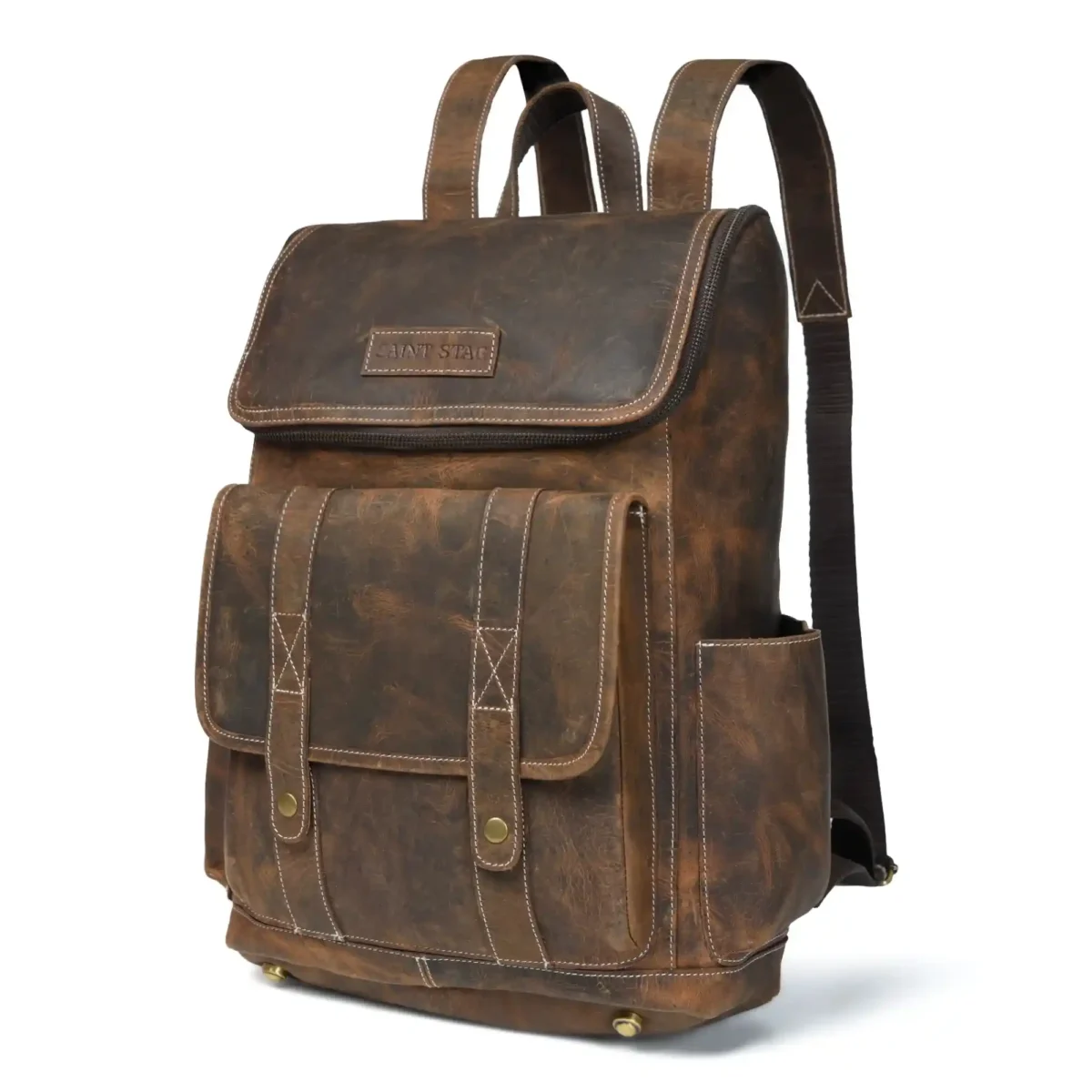 Vintage Leather Retro Backpack– Classic Brown Bag - Wholesale bags from Saint Stag, 