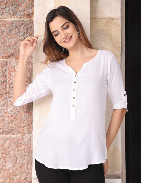 Sleek White Top - Wholesale boho from Sangrelia, India