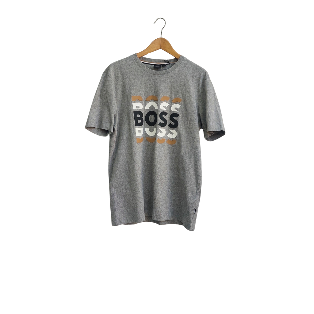 Boss Men's Grey Cotton Logo T-Shirt - Wholesale accessories from Secret Stash, Pakistan