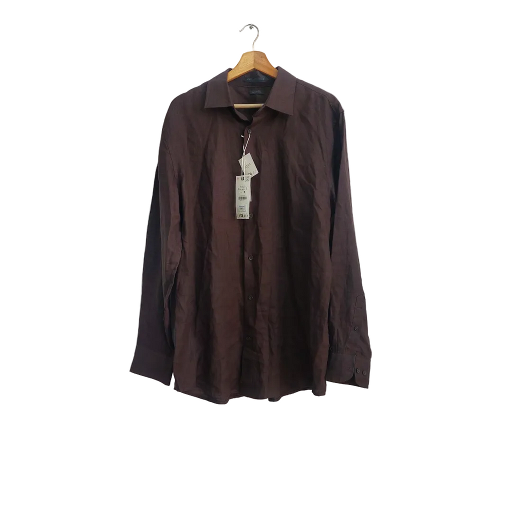 Zara Men's Brown Linen Collared Shirt - Wholesale accessories from Secret Stash, Pakistan