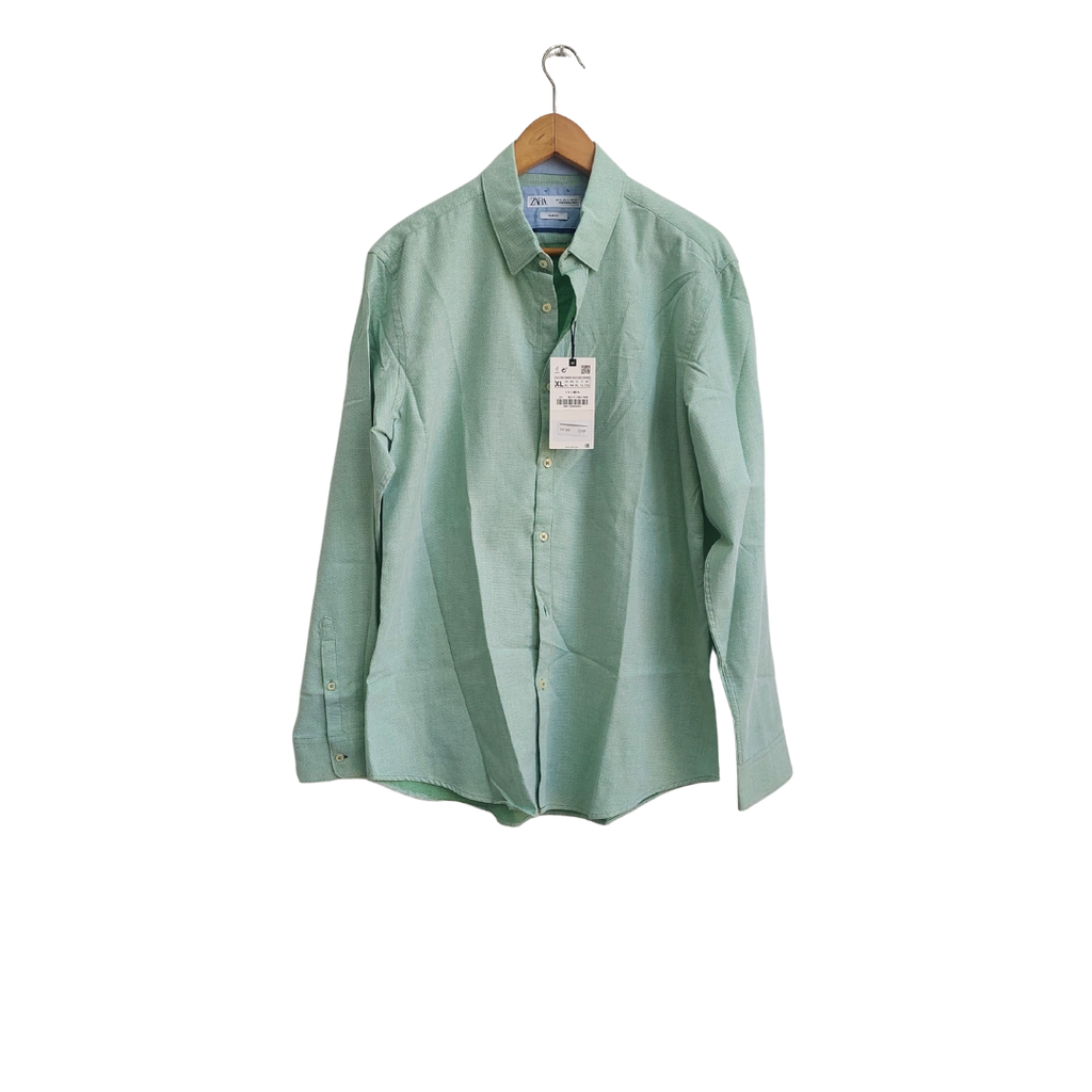Zara Men's Light Green Textured Slim Fit Collared Shirt - Wholesale accessories from Secret Stash, Pakistan