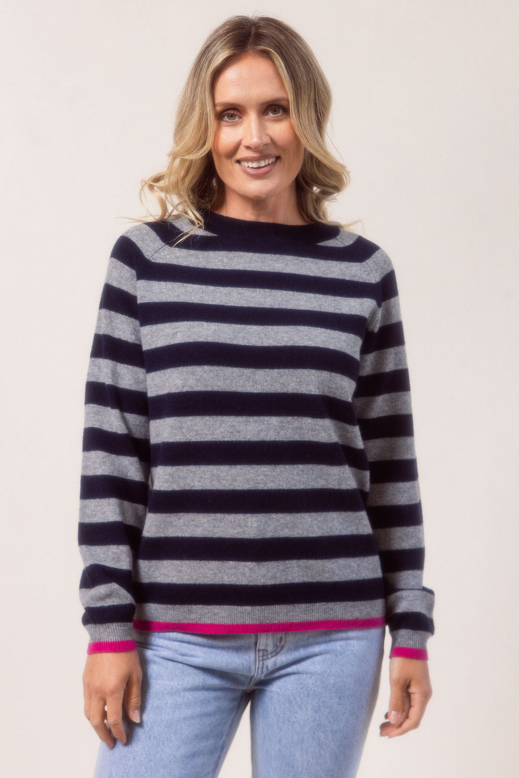 Merino Wool Crew Neck Stripe Jumper - Wholesale boho from See Saw Clothing, Australia