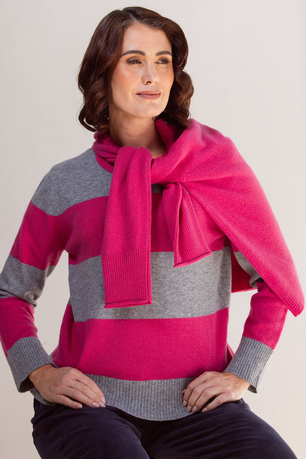 Merino Wool Wide Stripe Jumper - Wholesale boho from See Saw Clothing, Australia