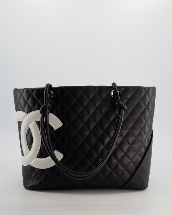 Chanel Black Vintage Cambon Ligne Tote Bag Quilted Lambskin Leather with White CC Logo - Wholesale boutique from Sellier Knightsbridge, United Kingdom