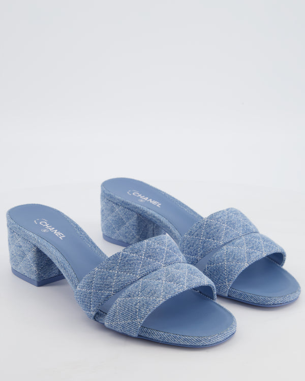 Chanel Blue Denim Mules with CC Logo Detail Size EU 40.5C - Wholesale accessories from Sellier Knightsbridge, United Kingdom