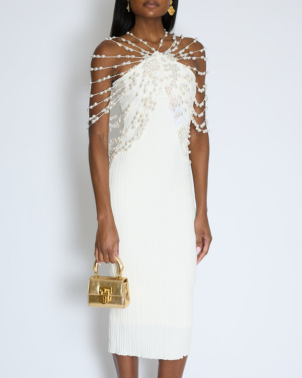 Cult Gaia Cecelia Ribbed Knit Dress with Pearl Details Size XS (UK 6) - Wholesale boutique from Sellier Knightsbridge, United Kingdom