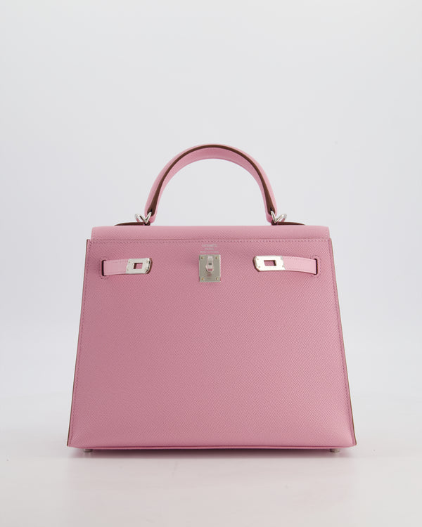 Hermès Kelly 25 Sellier Bag in Mauve Sylvestre Epsom Leather with Palladium Hardware - Wholesale accessories from Sellier Knightsbridge, United Kingdom
