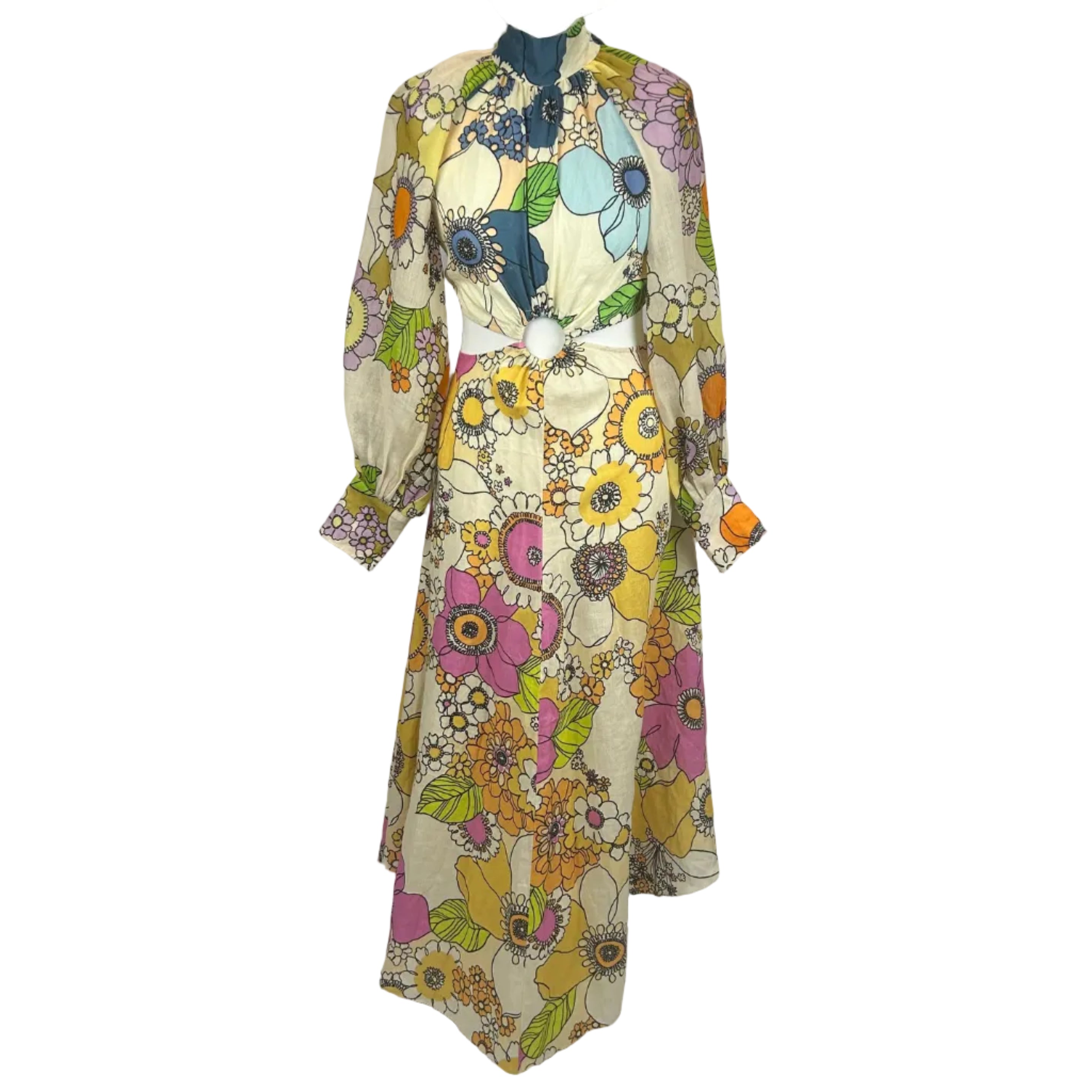 Alemais Cream & Acids Floral Linen Peekaboo Maxi Dress XXS - Wholesale designer from Shonamac, United Kingdom