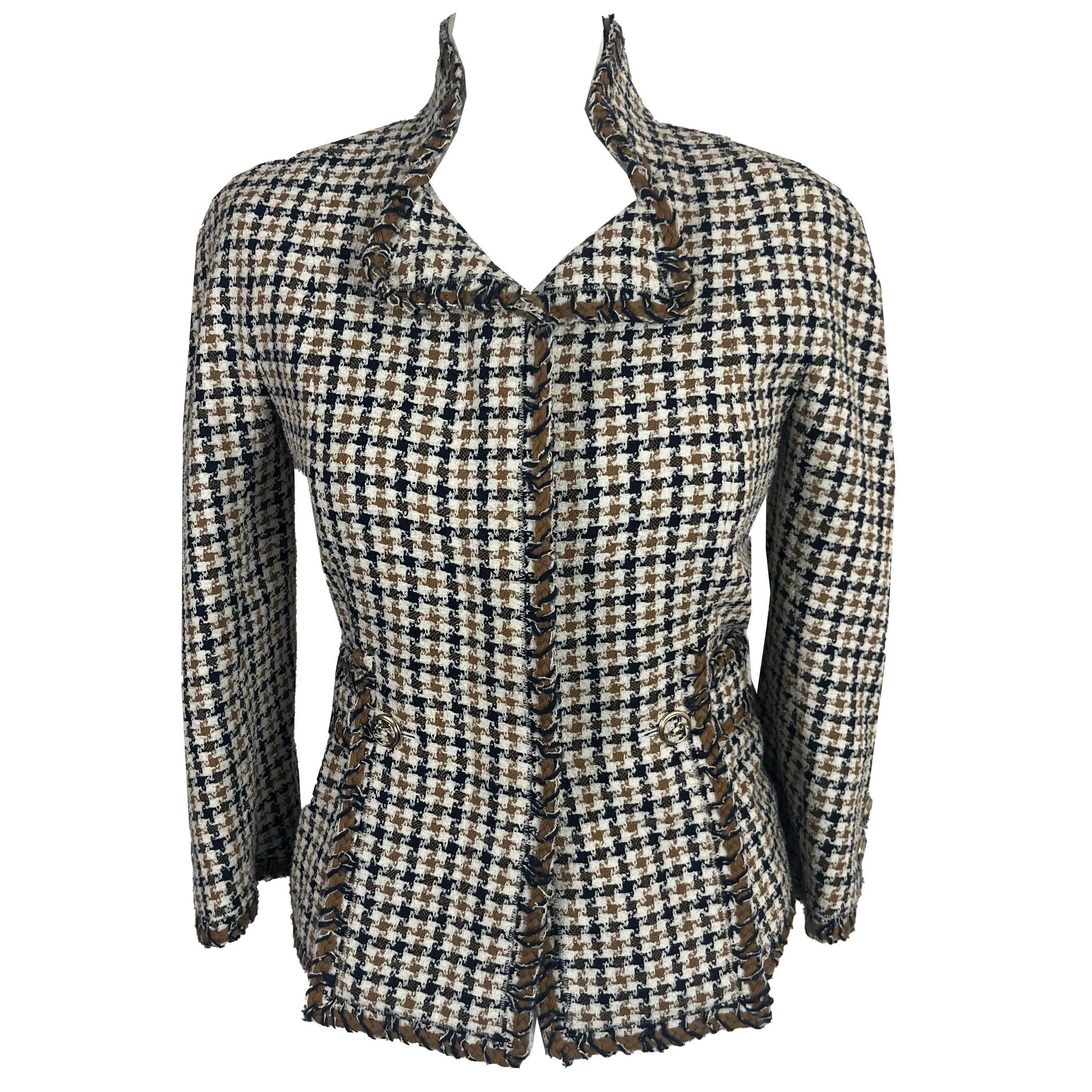 Chanel Ivory Camel & Black Check Jacket XXXS/XXS - Wholesale designer from Shonamac, United Kingdom