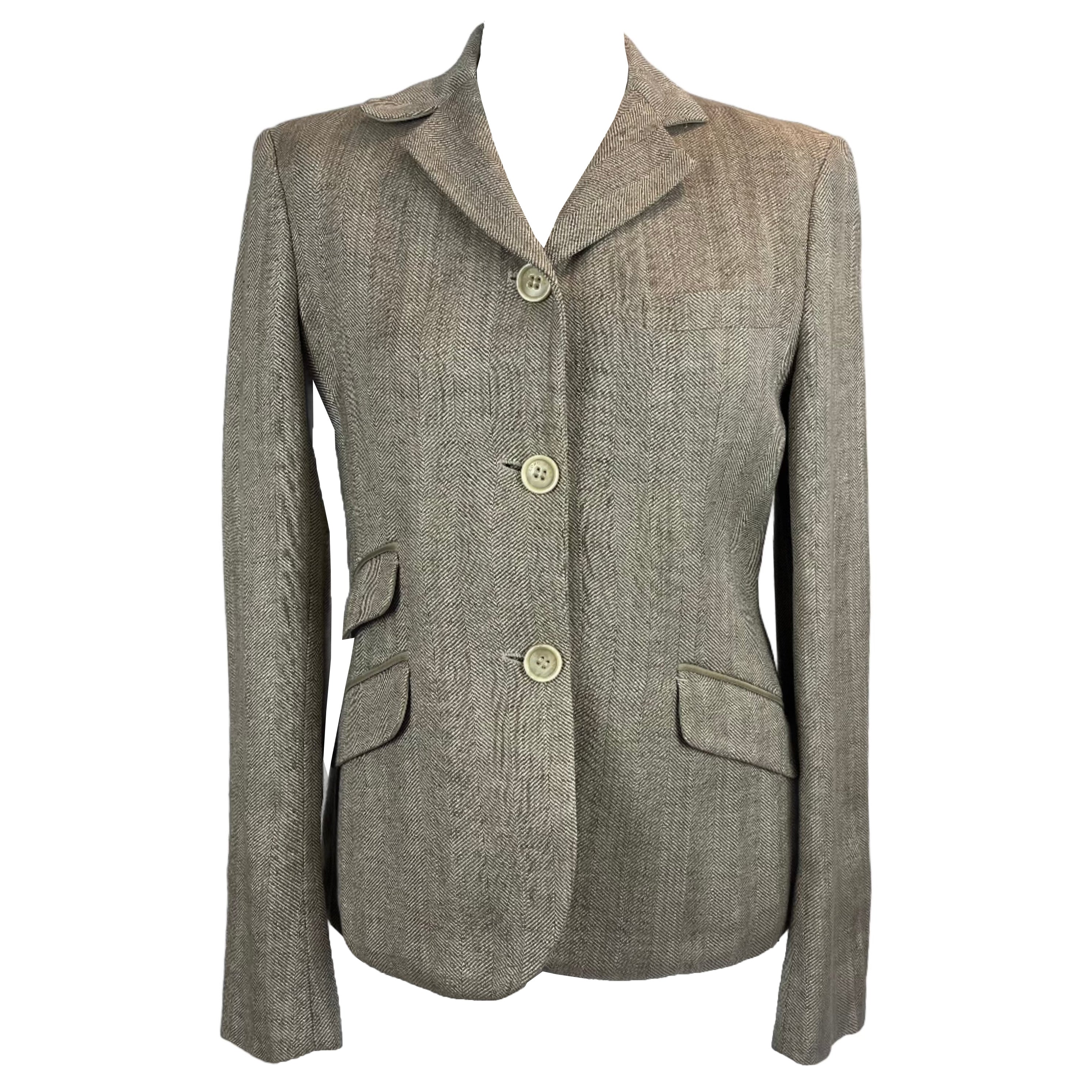 Loro Piana Limestone Herringbone Linen & Silk Jacket S - Wholesale designer from Shonamac, United Kingdom