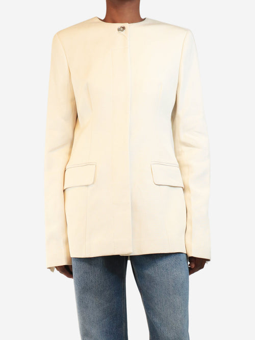 Cream collarless cinched jacket - size UK 6 - Wholesale boutique from Sign of the Times, United Kingdom