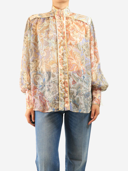 Multicolour sheer floral blouse - size UK 10 - Wholesale boutique from Sign of the Times, United Kingdom