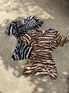 Zebra print mesh see trough tee (S/M) - Wholesale 00s from SK VINTAGE, France